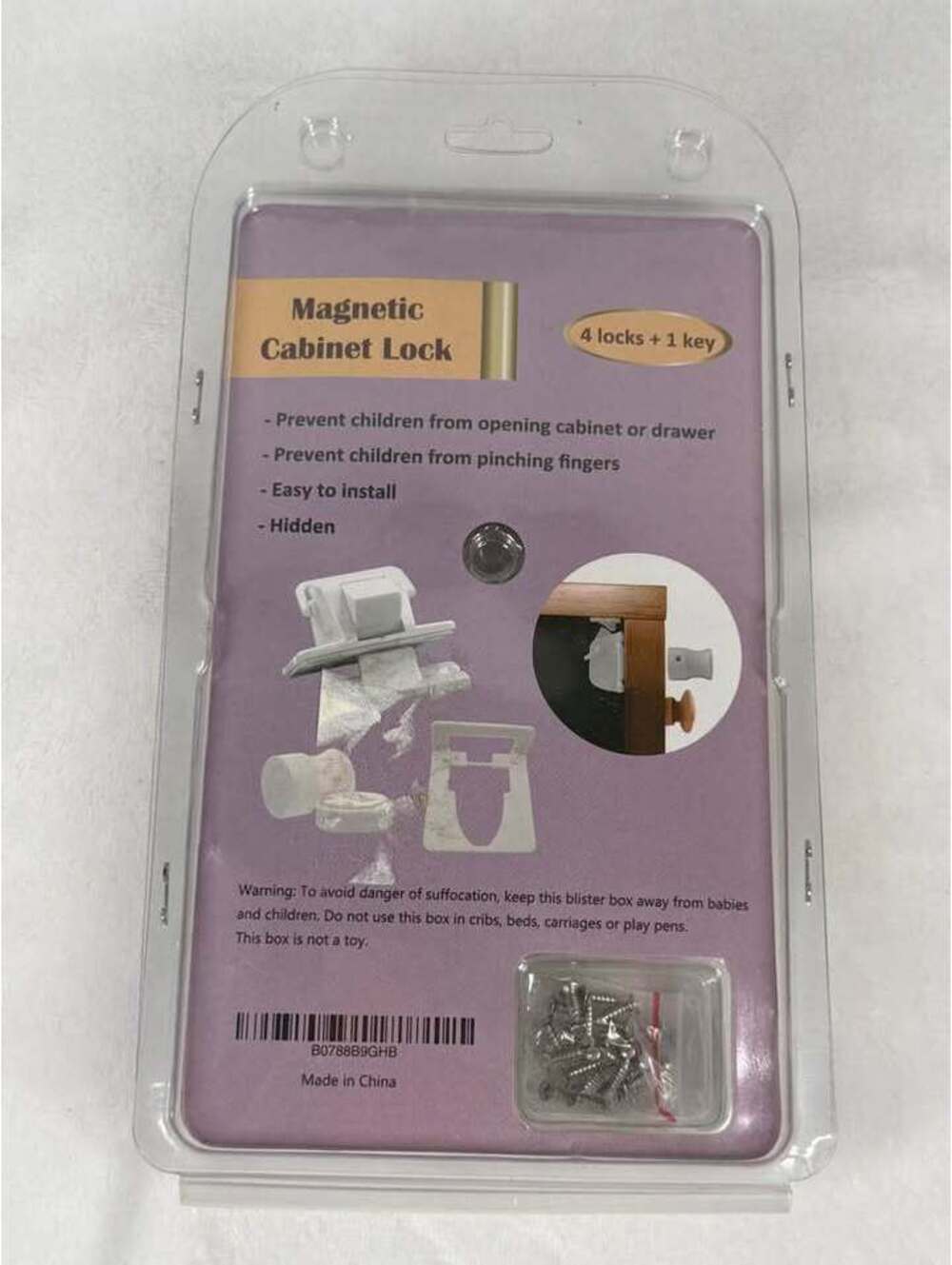 Magnetic Cabinet Lock Set (4 Locks + 1 Key)